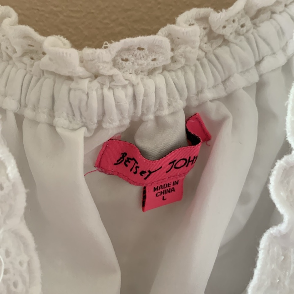 Betsey Johnson Elegant White Eyelet Dress Size Large - Picture 7 of 8